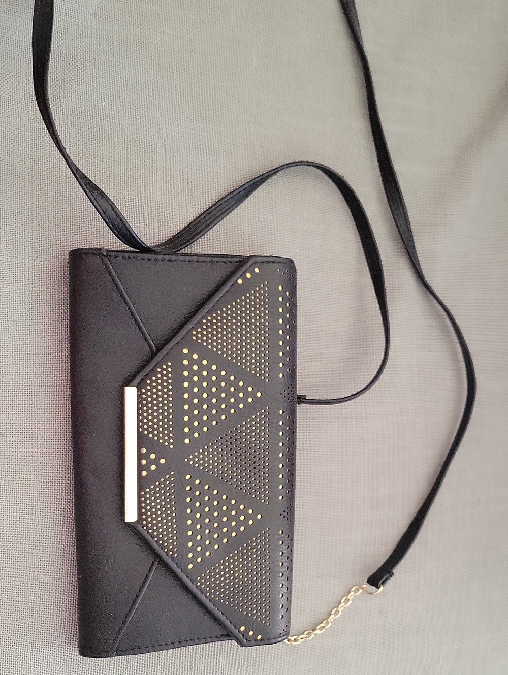 Black Women's Crossbody Clutch with Gold Stud Accents